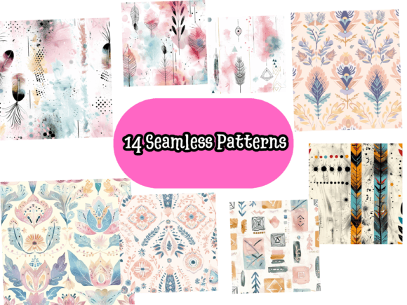 14 Boho Seamless Patterns Bundle: Elevating Creative Projects with Modern Abstract Flair