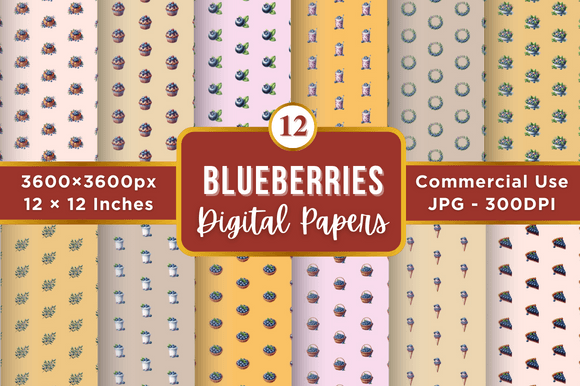 Blueberries Digital Paper Patterns: A Versatile Resource for Creatives and Entrepreneurs