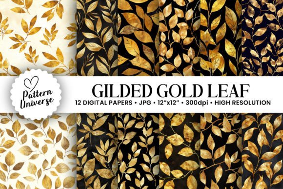Gilded Gold Leaf Seamless Patterns for Creatives