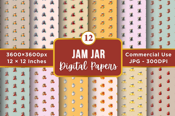 Jam Jar Digital Paper Patterns for Creatives