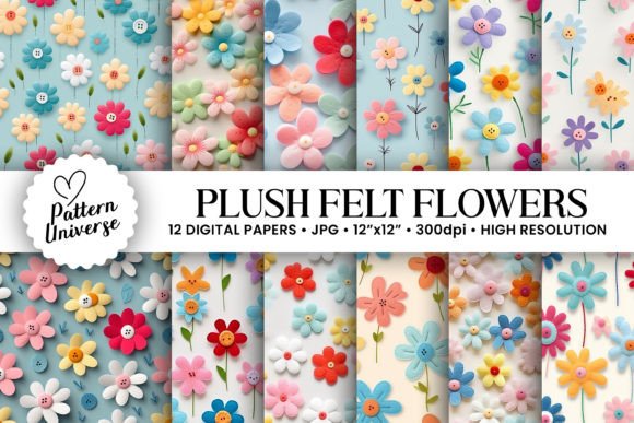 Needle Plush Felt Flowers Patterns: Creative Digital Assets