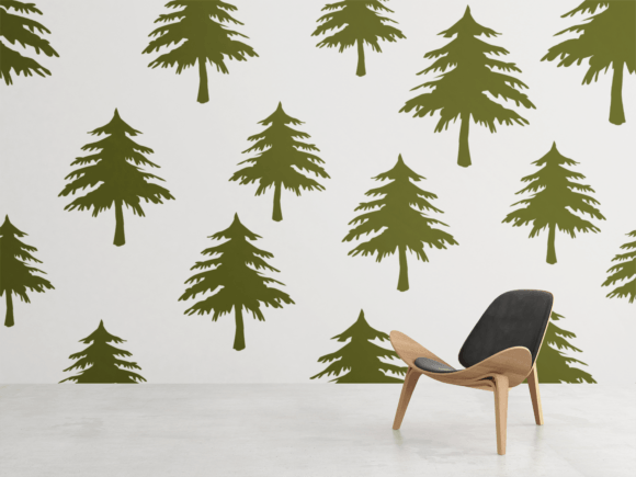 Pine Trees on White Background Patterns