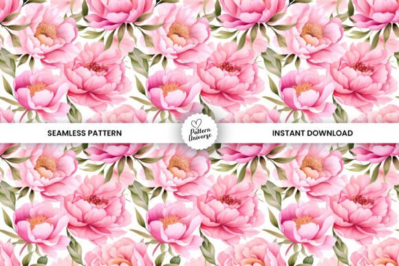 Pink Watercolor Peony Floral Patterns