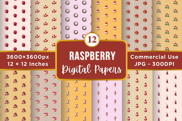 Raspberry Digital Paper Patterns for Creators