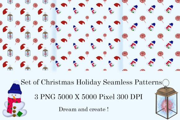 Set of Christmas Holiday Patterns for Creative Projects